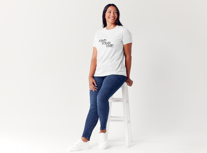 Tricou dama 100% bumbac "Find your vibe" Alb