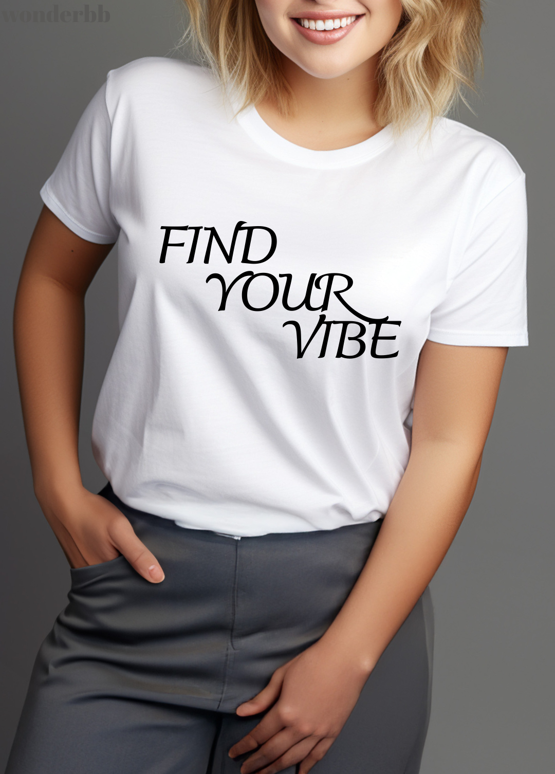 Tricou dama 100% bumbac "Find your vibe" Alb