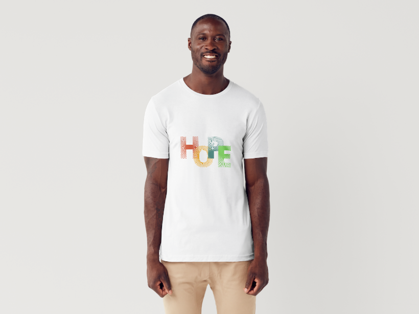 Tricou barbat 100% bumbac "Hope " Alb
