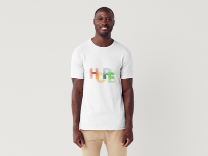 Tricou barbat 100% bumbac "Hope " Alb