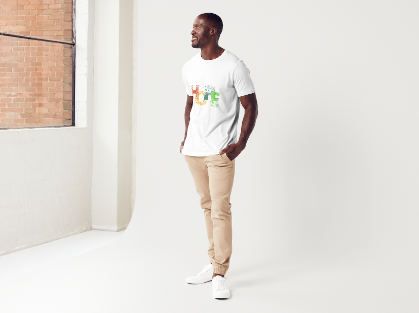 Tricou barbat 100% bumbac "Hope " Alb