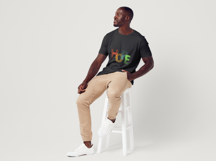 Tricou barbat 100% bumbac "Hope " Negru