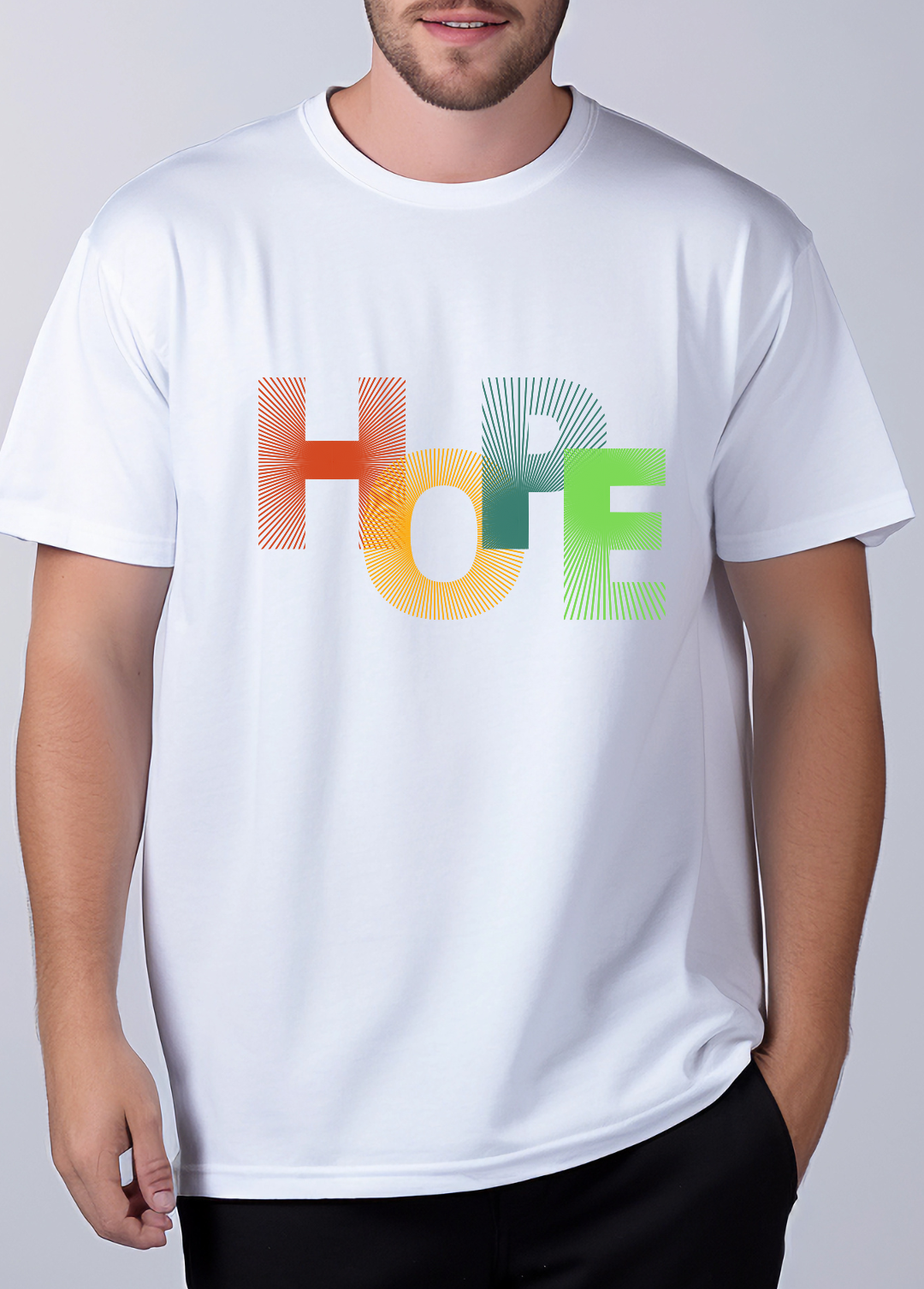 Tricou barbat 100% bumbac "Hope " Alb