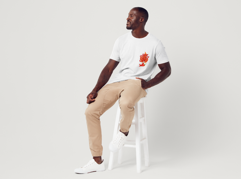 Tricou barbat 100% bumbac "Spicy" Alb