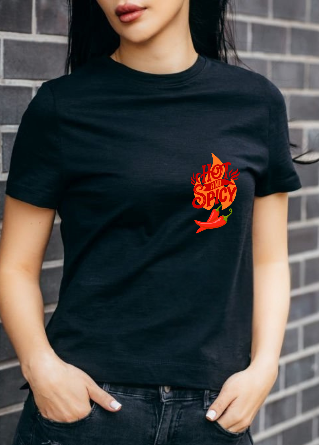 Tricou dama 100% bumbac "Spicy" Negru