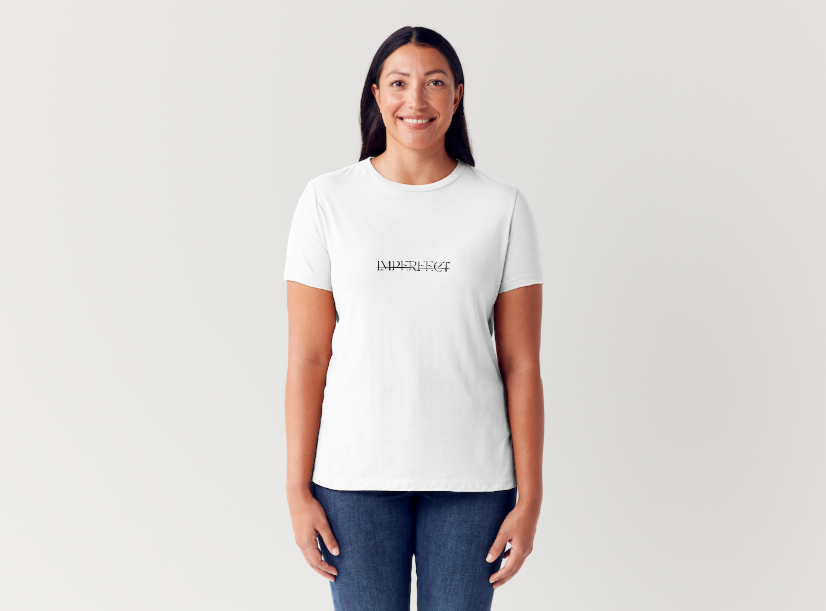 Tricou dama 100% bumbac "Imperfect" Alb