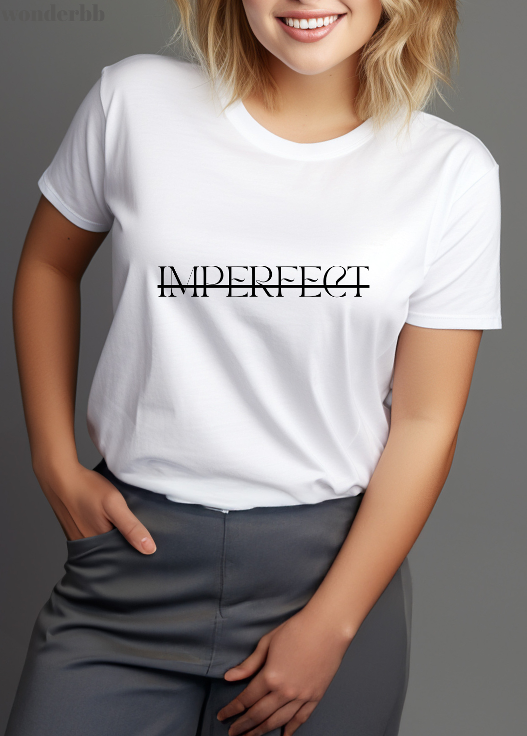 Tricou dama 100% bumbac "Imperfect" Alb