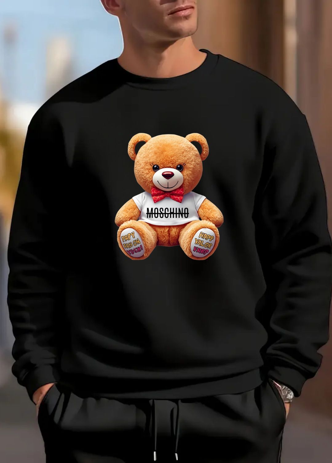 Hanorac barbat oversize ,, Angry Bear " Negru