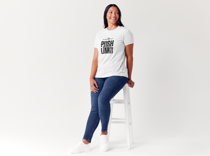 Tricou dama 100% bumbac "Push your limit" Alb
