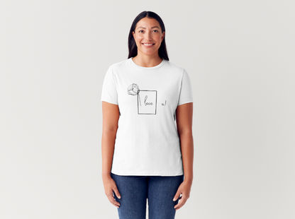 Tricou dama 100% bumbac I Love You Alb