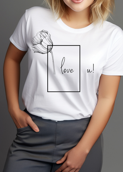 Tricou dama 100% bumbac I Love You Alb