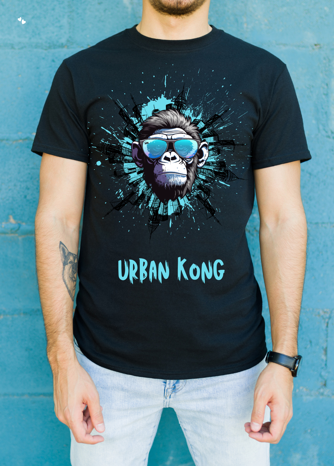 Tricou barbat 100% bumbac "Urban Kong" Negru