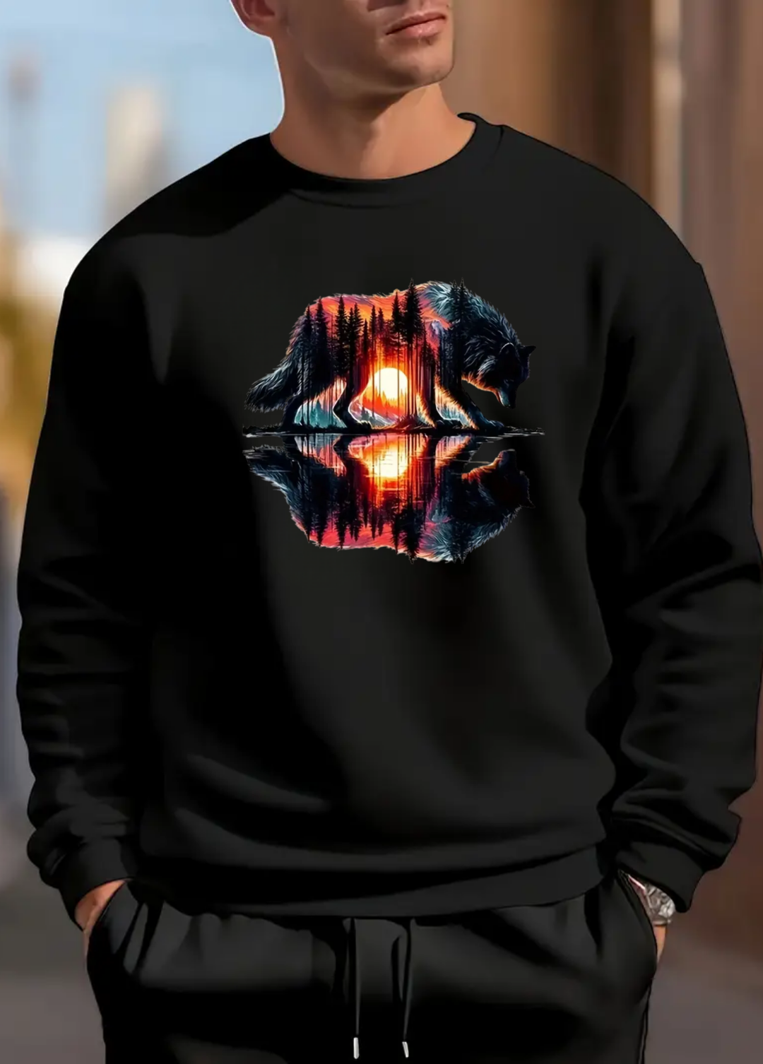 Hanorac barbat oversize ,, Wolf " Negru